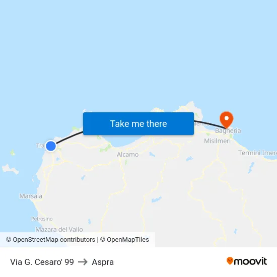 Via G. Cesaro' 99 to Aspra map