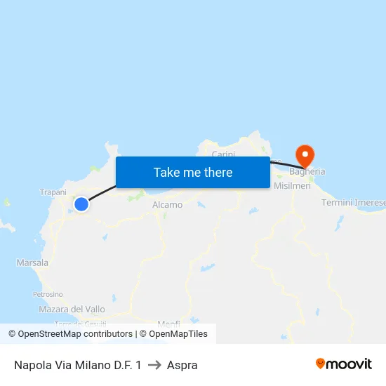 Napola Via Milano D.F. 1 to Aspra map