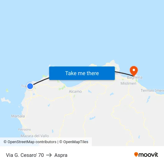 Via G. Cesaro' 70 to Aspra map