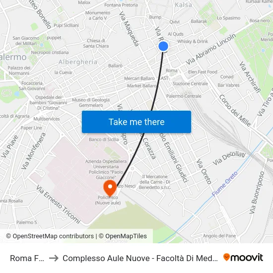Roma Fiume to Complesso Aule Nuove - Facoltà Di Medicina E Chirurgia map