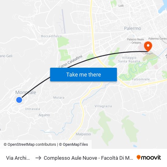 Via Archimede, 9 to Complesso Aule Nuove - Facoltà Di Medicina E Chirurgia map