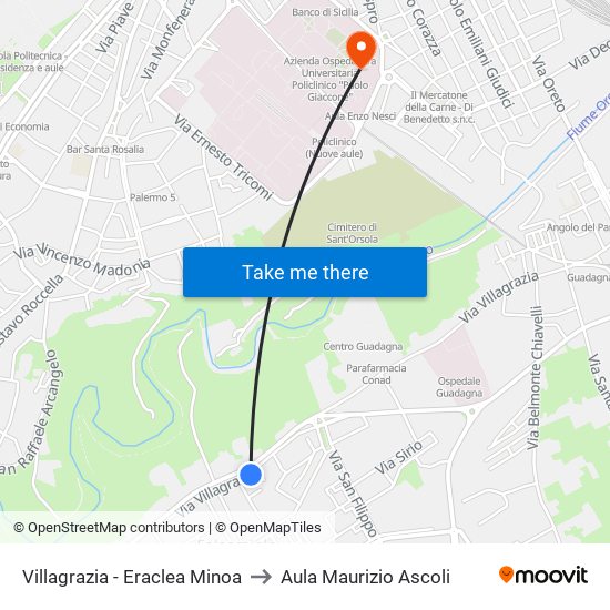Villagrazia - Eraclea Minoa to Aula Maurizio Ascoli map