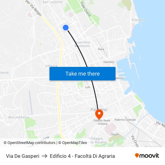 Via De Gasperi to Edificio 4 - Facoltà Di Agraria map