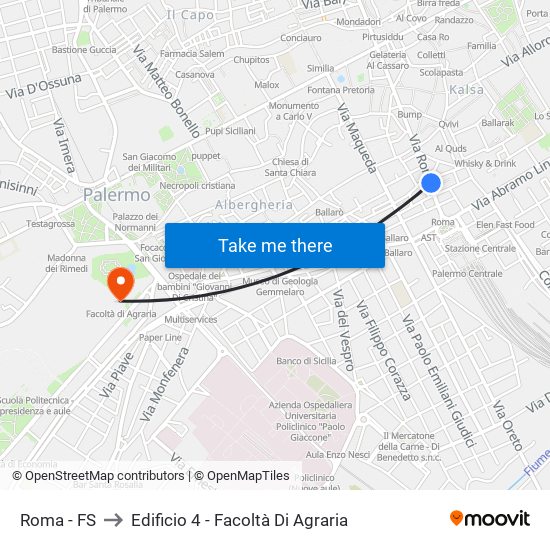 Roma - FS to Edificio 4 - Facoltà Di Agraria map