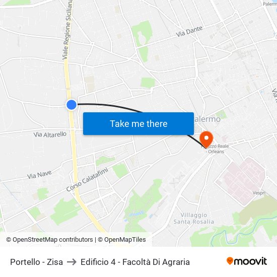 Portello - Zisa to Edificio 4 - Facoltà Di Agraria map