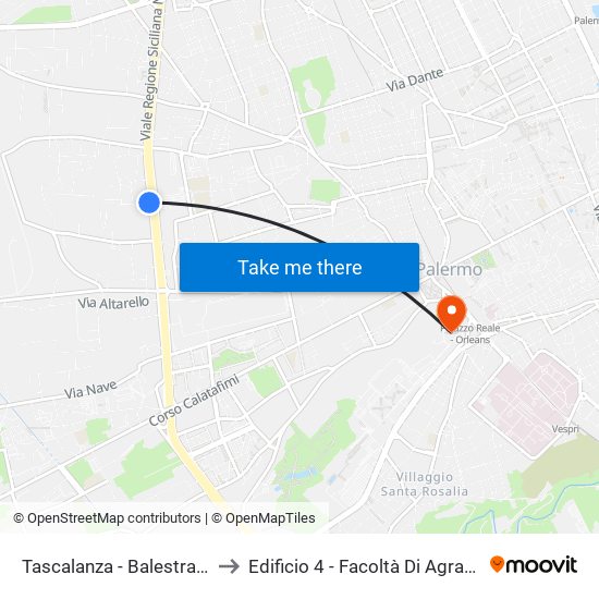 Tascalanza - Balestrate to Edificio 4 - Facoltà Di Agraria map