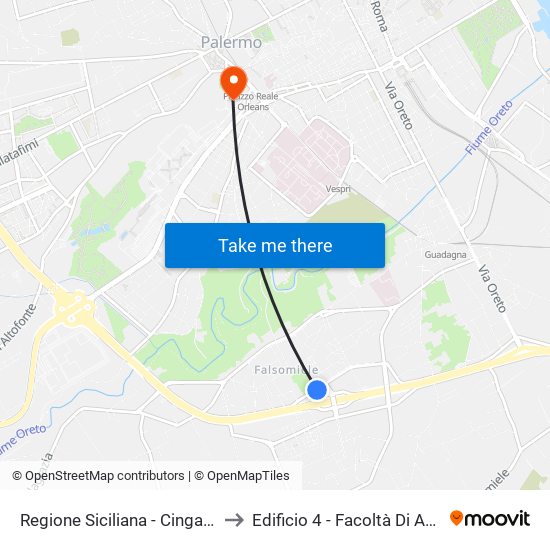 Regione Siciliana - Cingallegra to Edificio 4 - Facoltà Di Agraria map