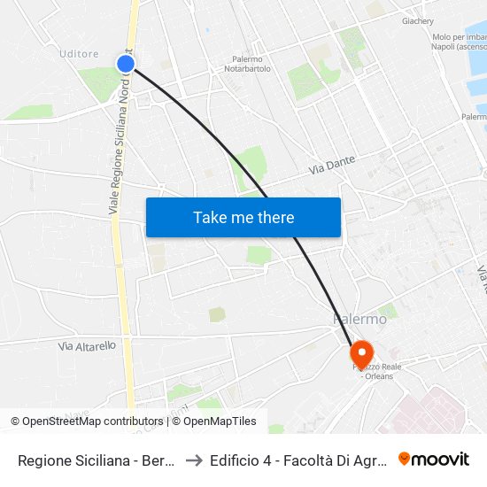 Regione Siciliana - Bernini to Edificio 4 - Facoltà Di Agraria map