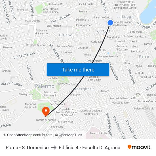 Roma - S. Domenico to Edificio 4 - Facoltà Di Agraria map