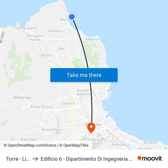 Torre - Li Greci to Edificio 6 - Dipartimento Di Ingegneria Chimica E Nucleare map