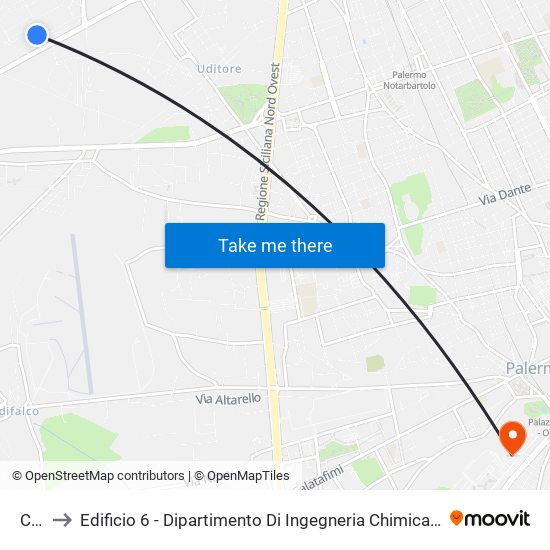 Cep to Edificio 6 - Dipartimento Di Ingegneria Chimica E Nucleare map