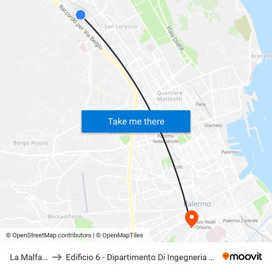 La Malfa - Figc to Edificio 6 - Dipartimento Di Ingegneria Chimica E Nucleare map