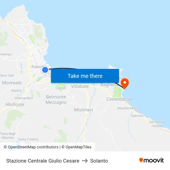 Central Station Julius Caesar to Solanto map