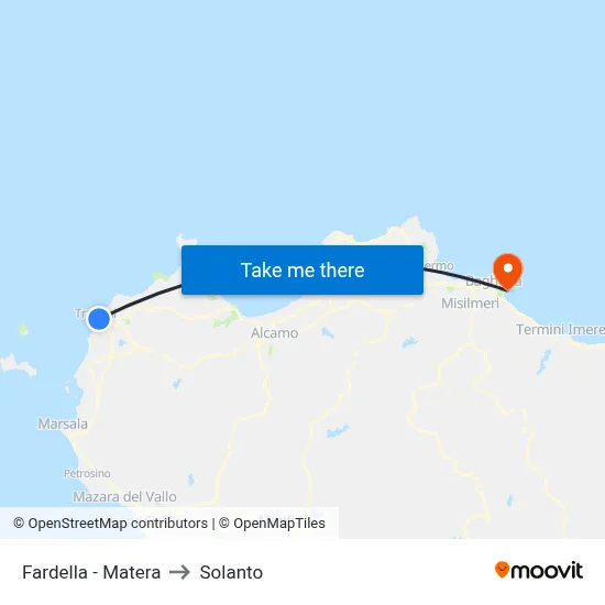 Fardella - Matera to Solanto map