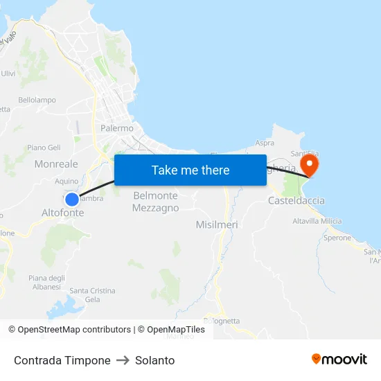 Contrada Timpone to Solanto map