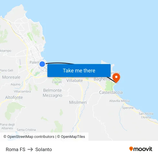 Roma FS to Solanto map