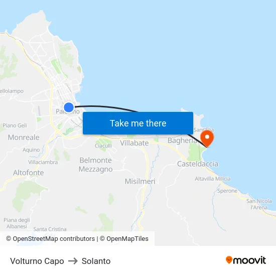 Volturno Capo to Solanto map