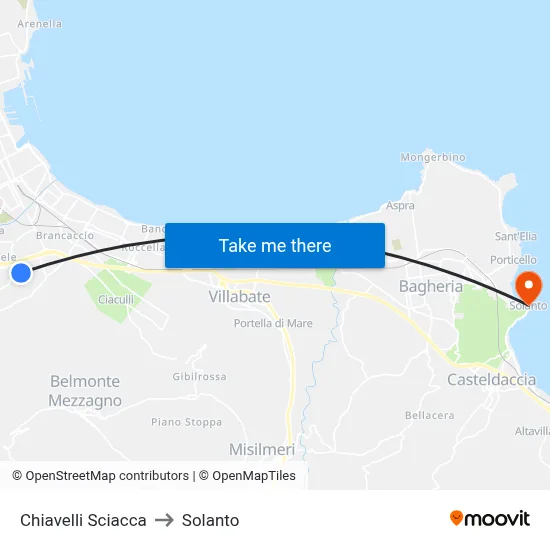 Chiavelli Sciacca to Solanto map