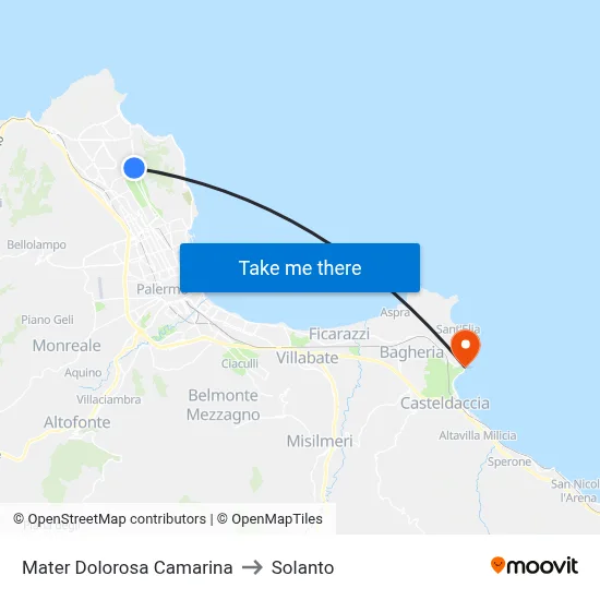 Mater Dolorosa Camarina to Solanto map