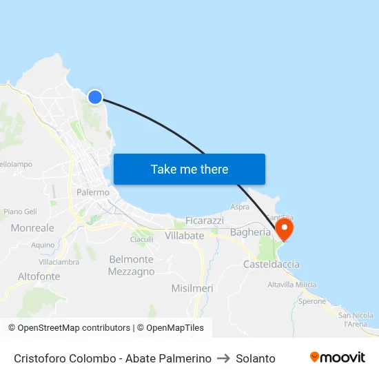 Christopher Columbus - Abate Palmerino to Solanto map