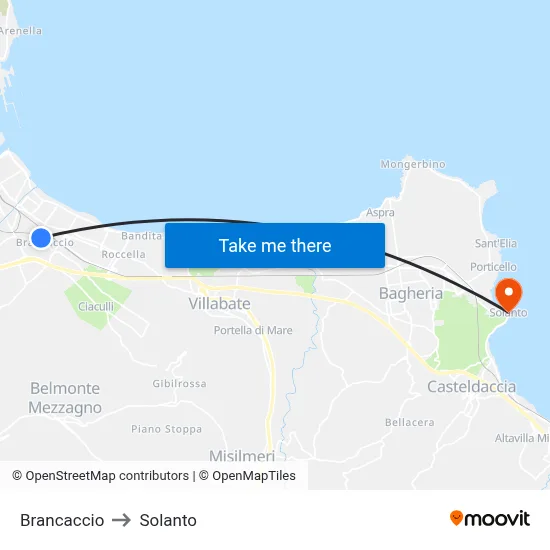 Brancaccio to Solanto map