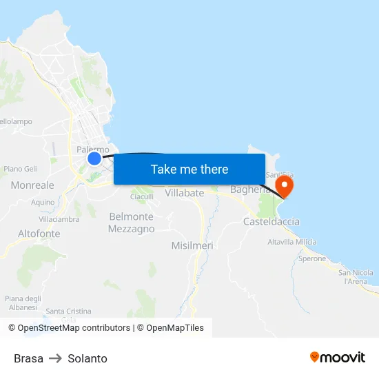 Brasa to Solanto map