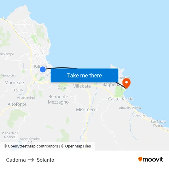 Cadorna to Solanto map