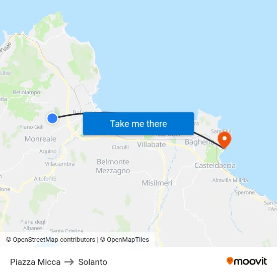 Micca Square to Solanto map