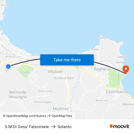 Santa Maria di Gesu Falsomiele to Solanto map