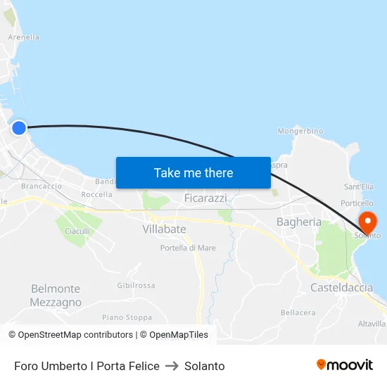 Foro Umberto I Porta Felice to Solanto map
