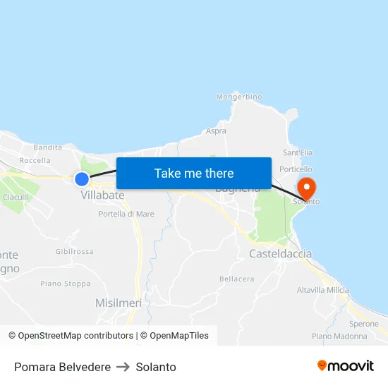 Pomara Belvedere to Solanto map