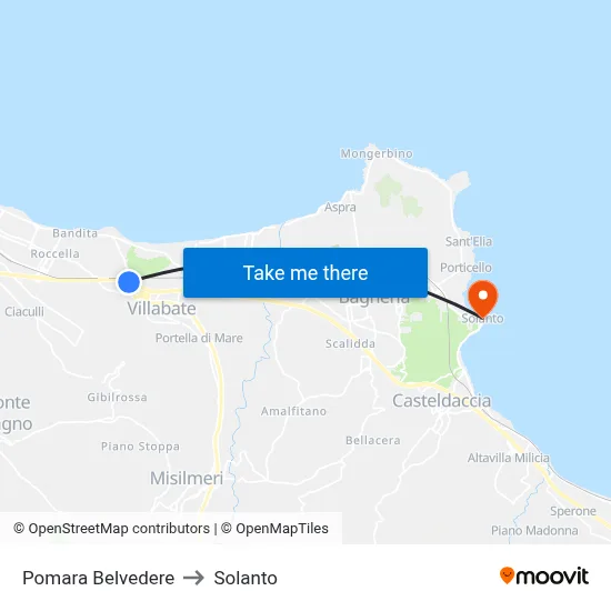 Pomara Belvedere to Solanto map