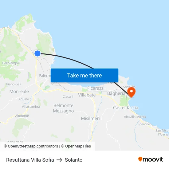 Resuttana Villa Sofia to Solanto map