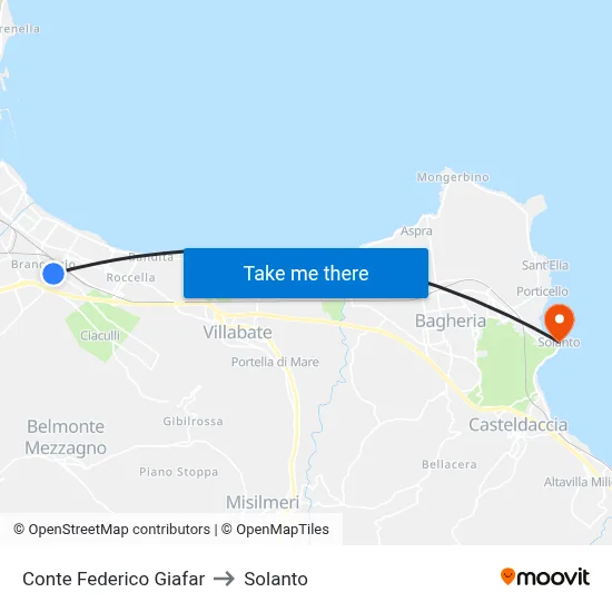 Conte Federico Giafar to Solanto map