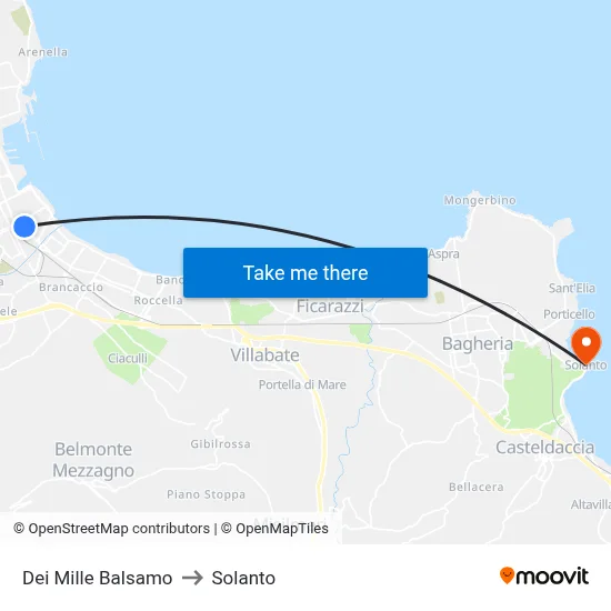 Dei Mille Balsamo to Solanto map