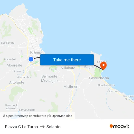 General Turba Square to Solanto map
