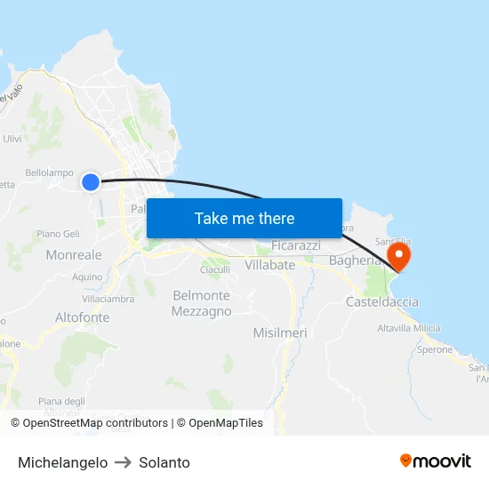 Michelangelo to Solanto map