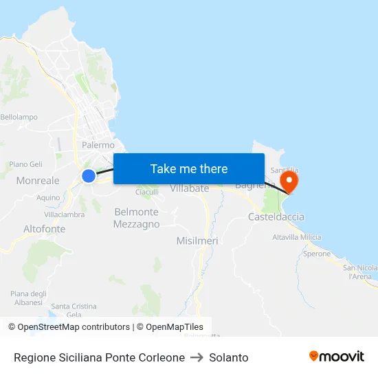 Sicilian Region Corleone Bridge to Solanto map