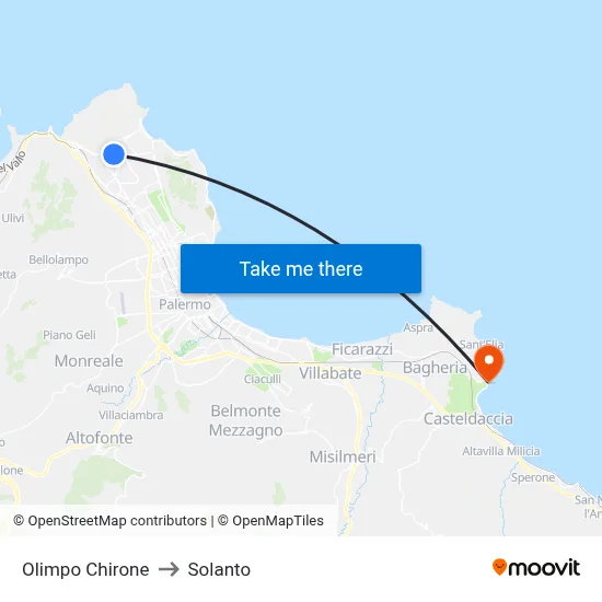 Olimpo Chirone to Solanto map