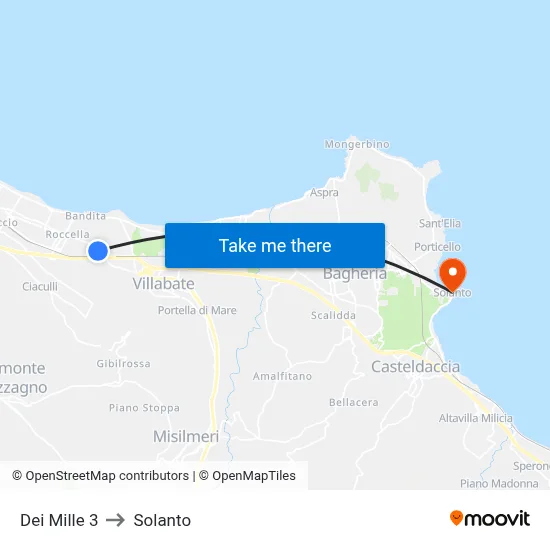Dei Mille 3 to Solanto map