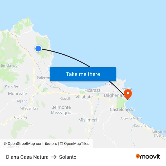 Diana Nature House to Solanto map