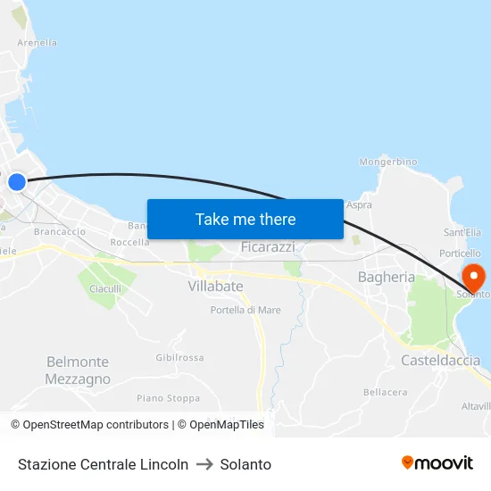 Stazione Centrale Lincoln to Solanto map