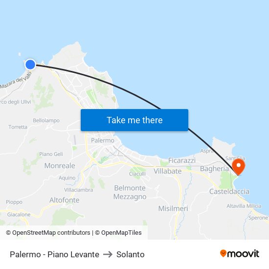 Palermo - Piano Levante to Solanto map