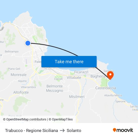 Trabucco - Regione Siciliana to Solanto map
