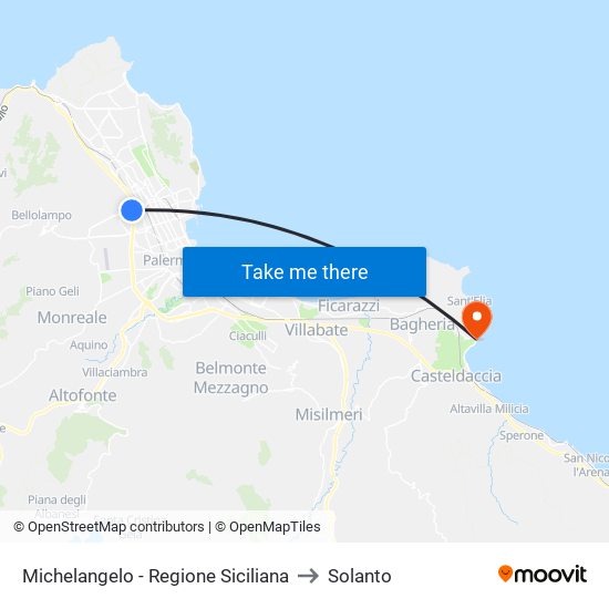Michelangelo - Regione Siciliana to Solanto map