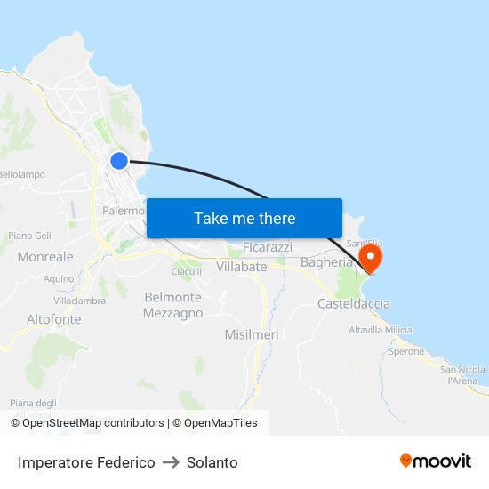 Imperatore Federico to Solanto map