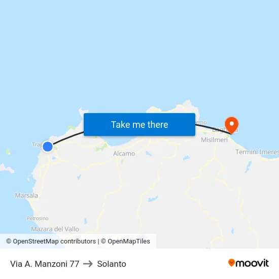 Via A. Manzoni 77 to Solanto map