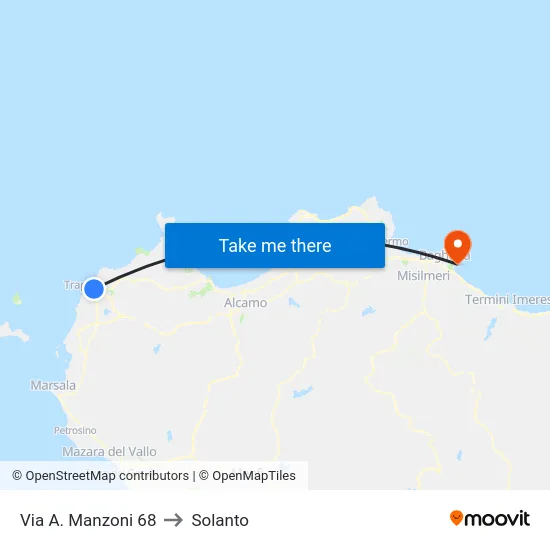 Via A. Manzoni 68 to Solanto map