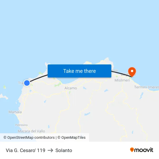 Via G. Cesaro' 119 to Solanto map