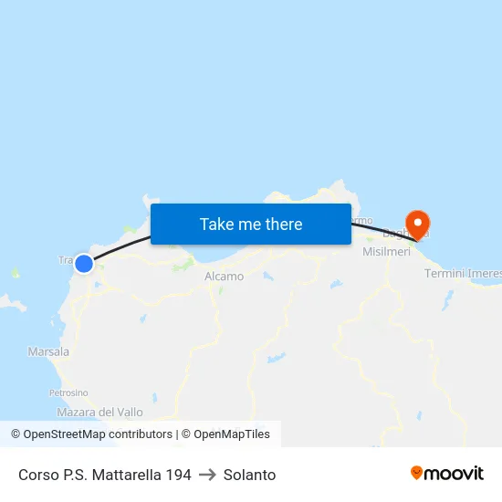 Corso P.S. Mattarella 194 to Solanto map